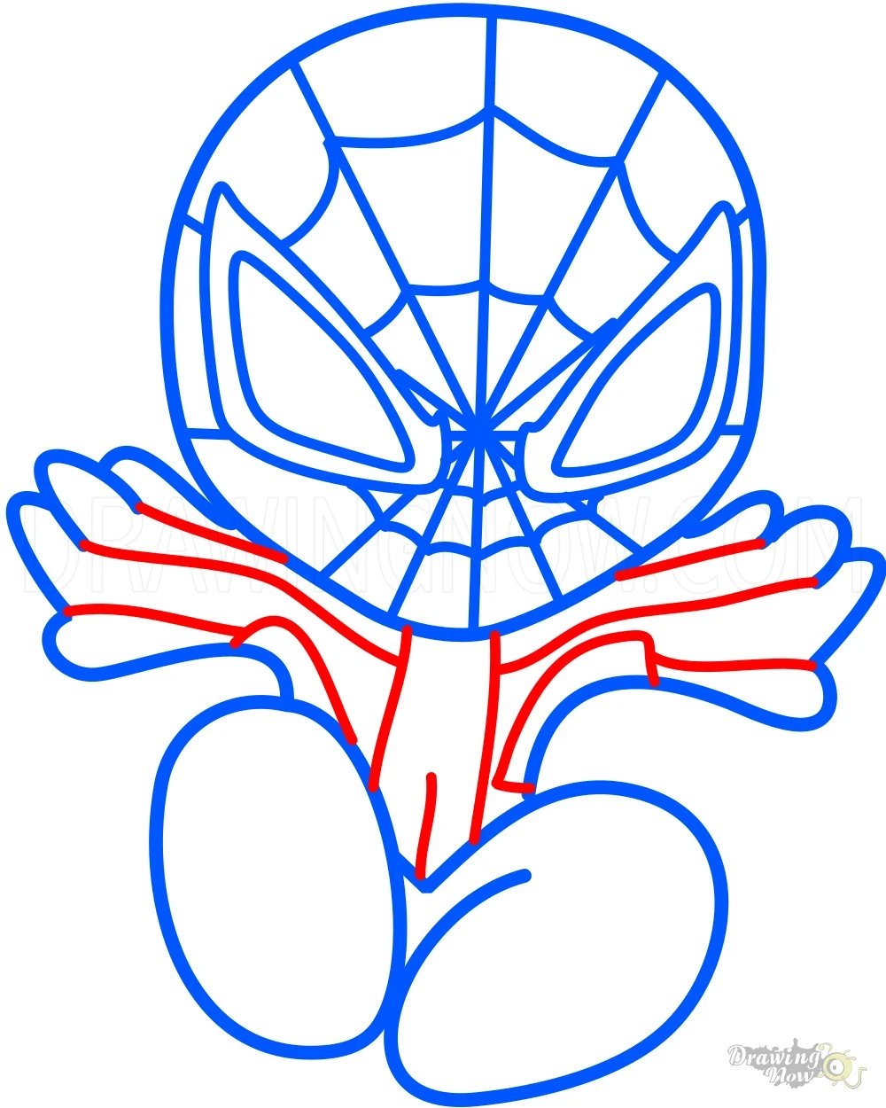 How to Draw Chibi Spiderman Step 7