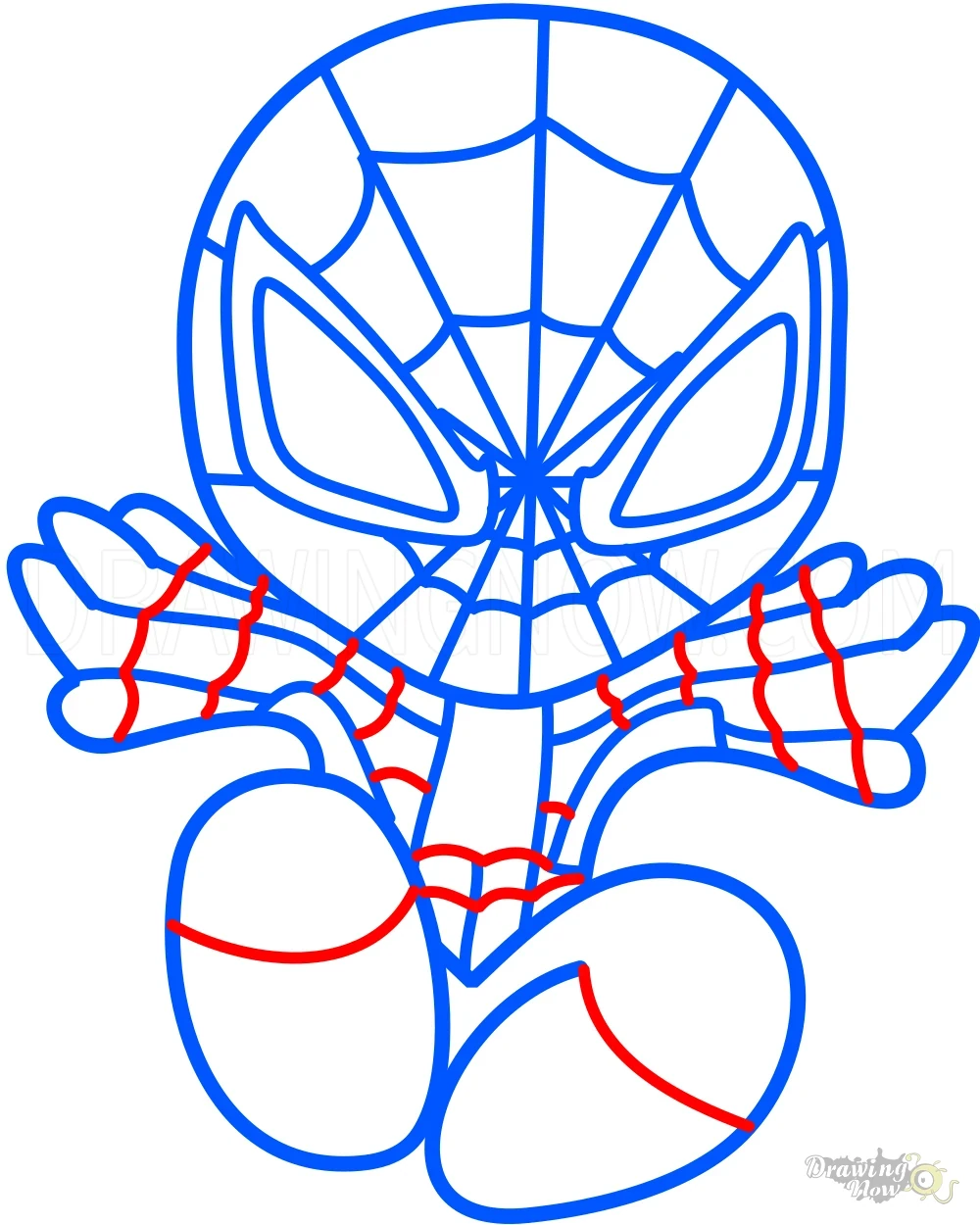 How to Draw Chibi Spiderman Step 8