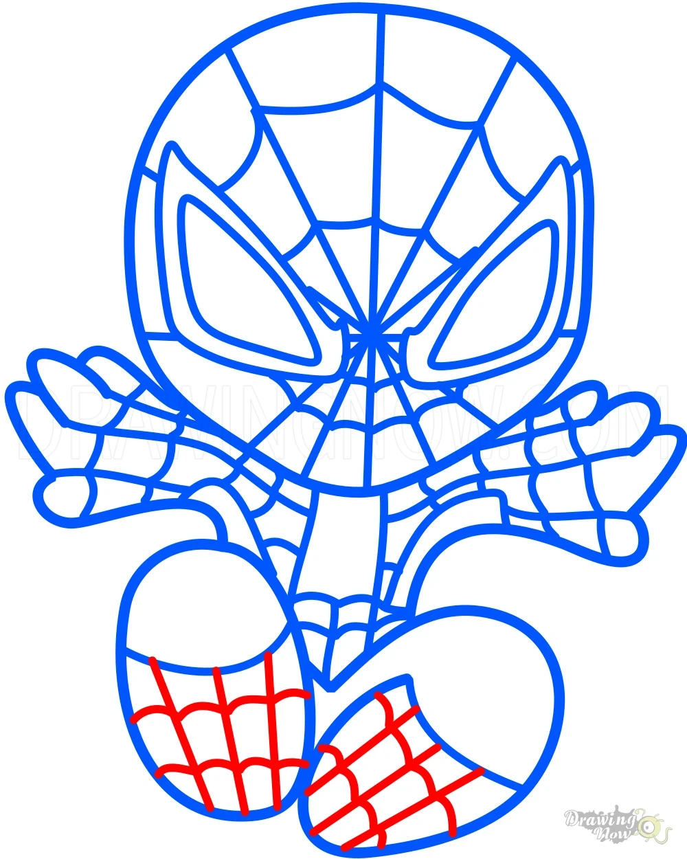 How to Draw Chibi Spiderman Step 9