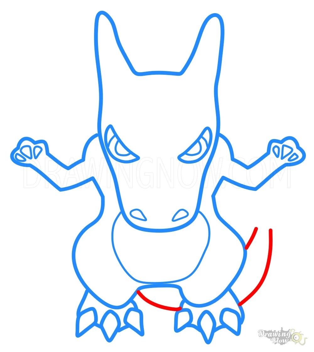 How to Draw Mega Charizard Y from Pokemon Step 7