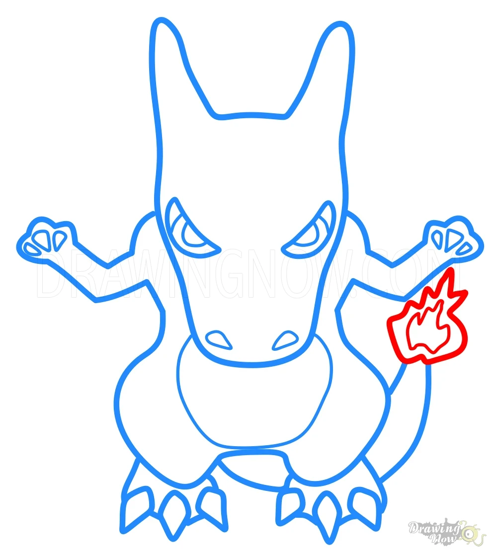 How to Draw Mega Charizard Y from Pokemon Step 8