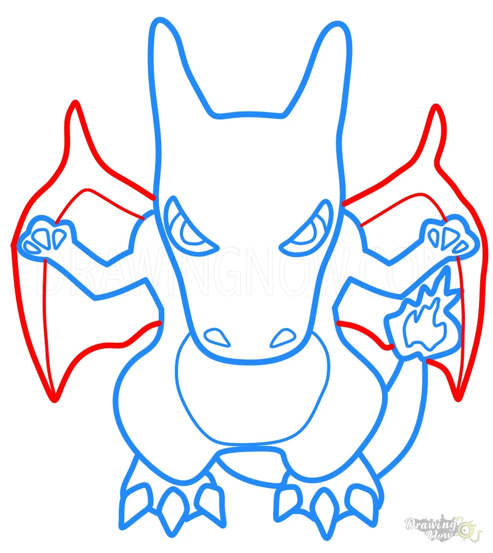 How to Draw Mega Charizard Y from Pokemon Step 9