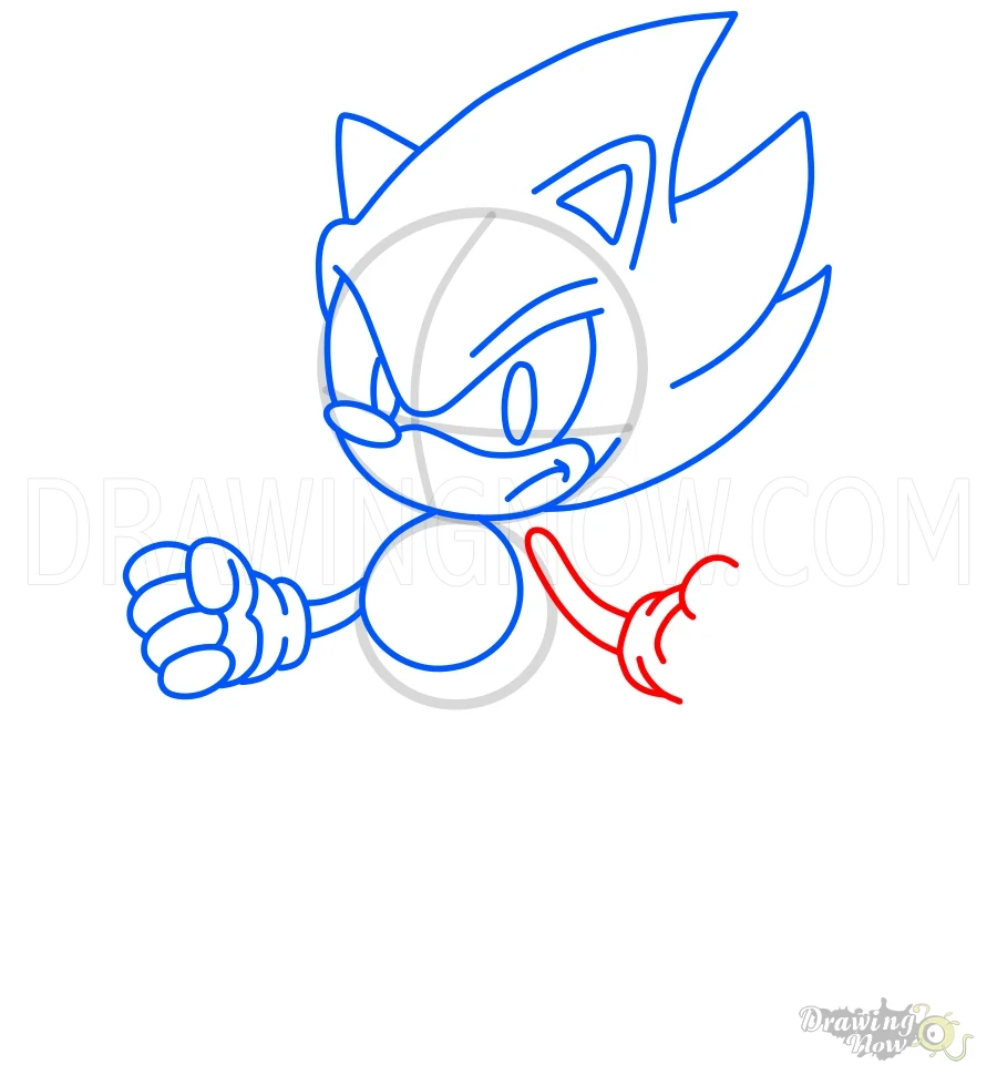 How to Draw Super Sonic Arm and Hand Right