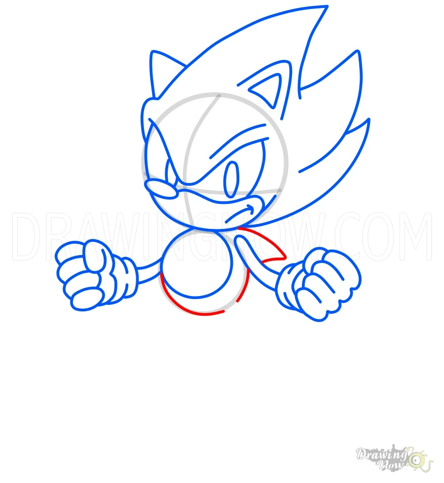 How to Draw Super Sonic Body Outlines